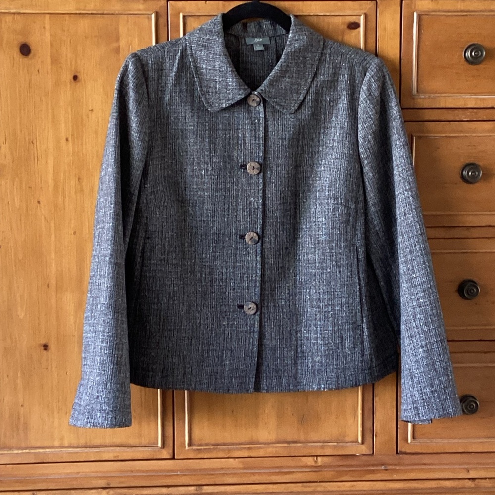 J. Jill Brown and Cream Woven Button Front Jacket. NWOT Size S
